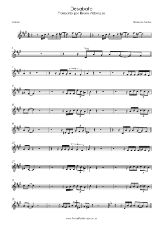 Roberto Carlos Desabafo score for Violin