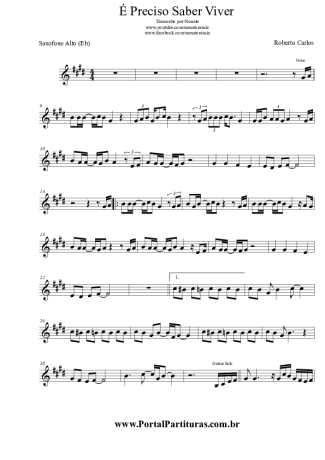 Roberto Carlos É Preciso Saber Viver score for Alto Saxophone
