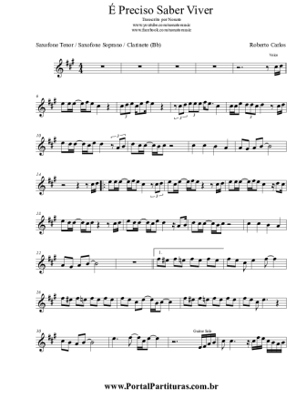Roberto Carlos É Preciso Saber Viver score for Tenor Saxophone Soprano (Bb)