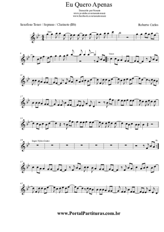 Roberto Carlos  score for Tenor Saxophone Soprano (Bb)