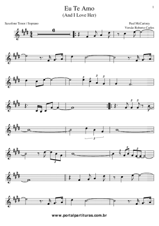 Roberto Carlos Eu Te Amo (Foi Tanto Que Eu Te Amei) score for Clarinet (Bb)