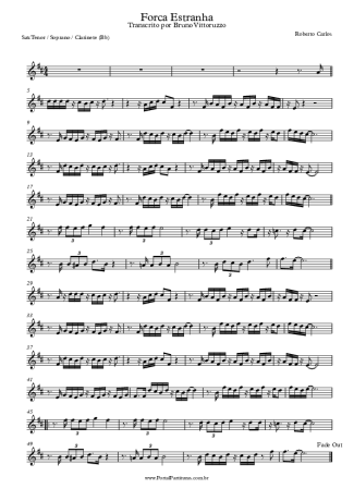 Roberto Carlos  score for Clarinet (Bb)