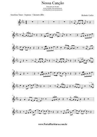 Roberto Carlos Nossa Canção score for Clarinet (Bb)