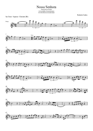 Roberto Carlos Nossa Senhora score for Tenor Saxophone Soprano (Bb)