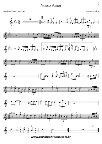 Roberto Carlos Nosso Amor score for Clarinet (Bb)