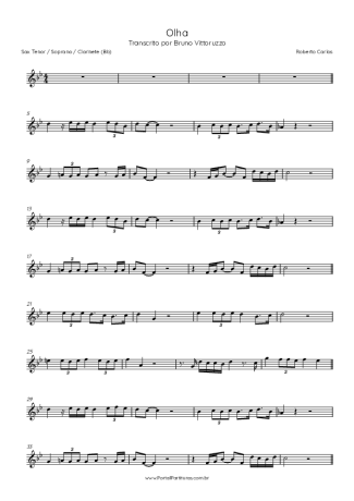 Roberto Carlos Olha score for Tenor Saxophone Soprano (Bb)