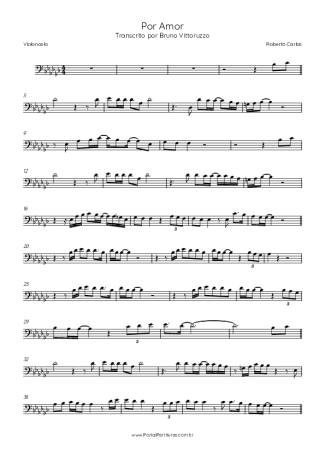 Roberto Carlos Por Amor score for Cello