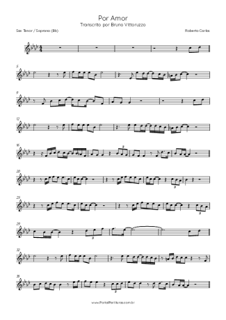 Roberto Carlos Por Amor score for Tenor Saxophone Soprano (Bb)
