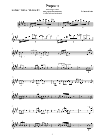 Roberto Carlos Proposta - Teclado score for Tenor Saxophone Soprano (Bb)
