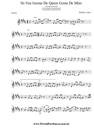 Roberto Carlos Só Vou Gostar De Quem Gosta De Mim score for Violin