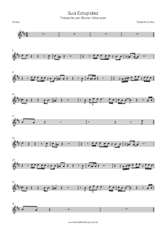 Roberto Carlos Sua Estupidez score for Violin