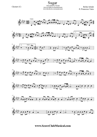 Robin Schulz  score for Clarinet (C)