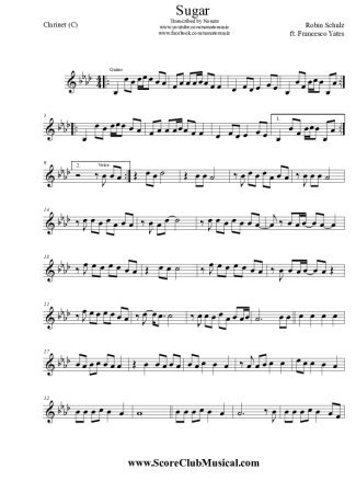 Robin Schulz  score for Clarinet (C)