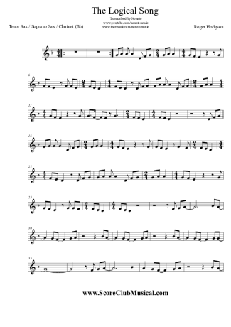 Roger Hodgson  score for Clarinet (Bb)