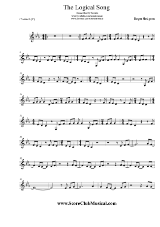 Roger Hodgson The Logical Song score for Clarinet (C)