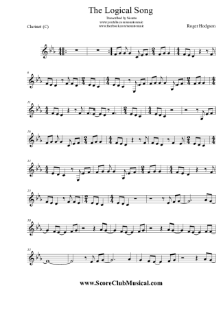 Roger Hodgson  score for Clarinet (C)