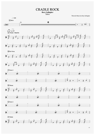 Rory Gallagher Cradle Rock score for Drums