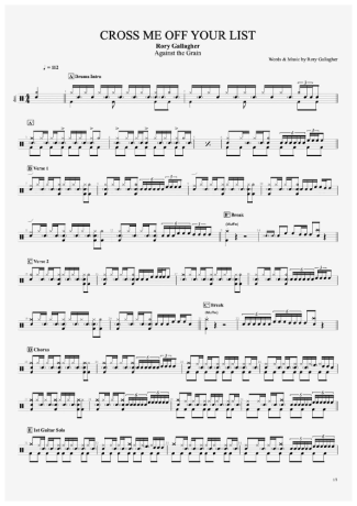Rory Gallagher Cross Me Off Your List score for Drums