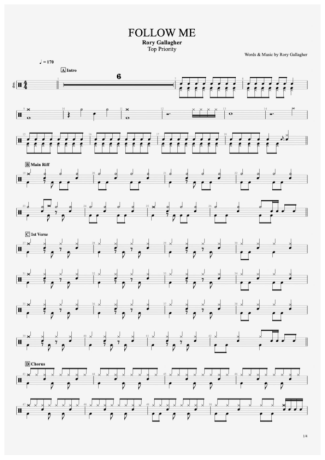 Rory Gallagher Follow Me score for Drums
