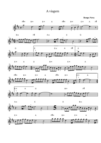 Roupa Nova A Viagem score for Tenor Saxophone Soprano (Bb)