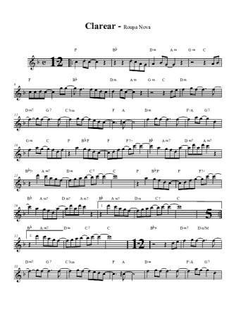 Roupa Nova  score for Clarinet (Bb)