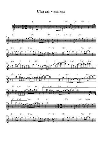 Roupa Nova Clarear score for Tenor Saxophone Soprano (Bb)