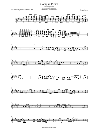 Roupa Nova Coração Pirata score for Tenor Saxophone Soprano Clarinet (Bb)