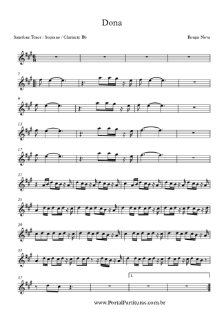 Roupa Nova Dona score for Tenor Saxophone Soprano (Bb)