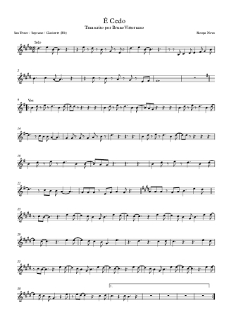 Roupa Nova É Cedo score for Clarinet (Bb)