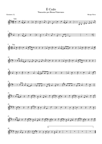 Roupa Nova É Cedo score for Clarinet (C)