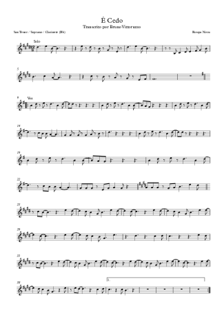 Roupa Nova É Cedo score for Tenor Saxophone Soprano (Bb)