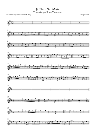 Roupa Nova Já Nem Sei Mais score for Tenor Saxophone Soprano (Bb)