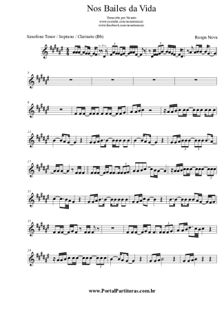 Roupa Nova  score for Clarinet (Bb)