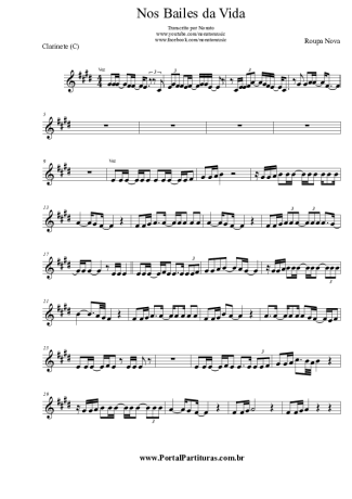 Roupa Nova Nos Bailes da Vida score for Clarinet (C)