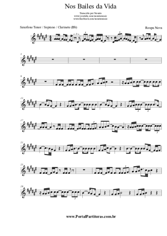 Roupa Nova Nos Bailes da Vida score for Tenor Saxophone Soprano (Bb)