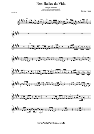 Roupa Nova Nos Bailes da Vida score for Violin