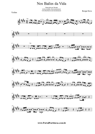 Roupa Nova Nos Bailes da Vida score for Violin