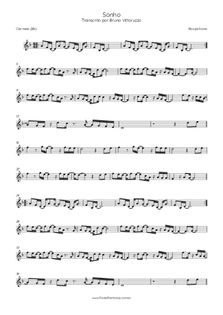 Roupa Nova Sonho score for Clarinet (Bb)