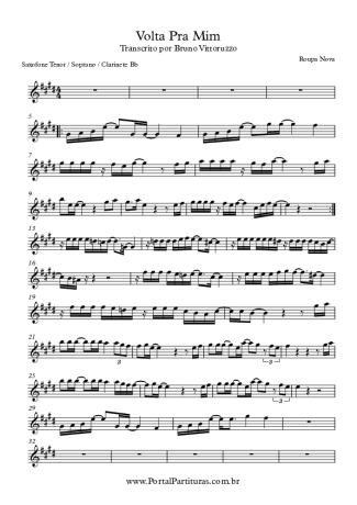 Roupa Nova Volta Pra Mim score for Clarinet (Bb)