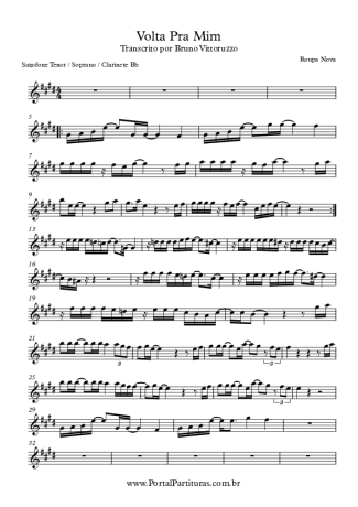 Roupa Nova Volta Pra Mim score for Tenor Saxophone Soprano Clarinet (Bb)