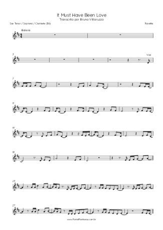 Roxette It Must Have Been Love score for Tenor Saxophone Soprano (Bb)