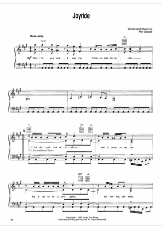 Roxette  score for Piano