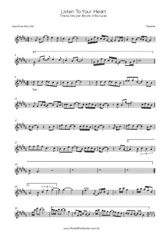 Roxette  score for Alto Saxophone