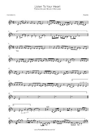 Roxette  score for Clarinet (C)
