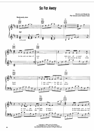 Roxette  score for Piano