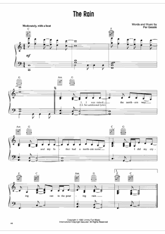 Roxette The Rain score for Piano