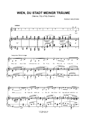 Rudolf Sieczynski Vienna City Of My Dreams score for Piano