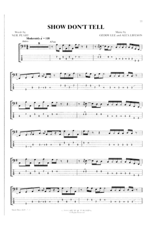 Rush Show Dont Tell score for Bass