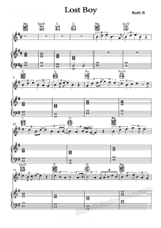 Ruth B Lost Boy score for Piano