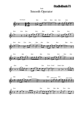 Sade Smooth Operator score for Alto Saxophone